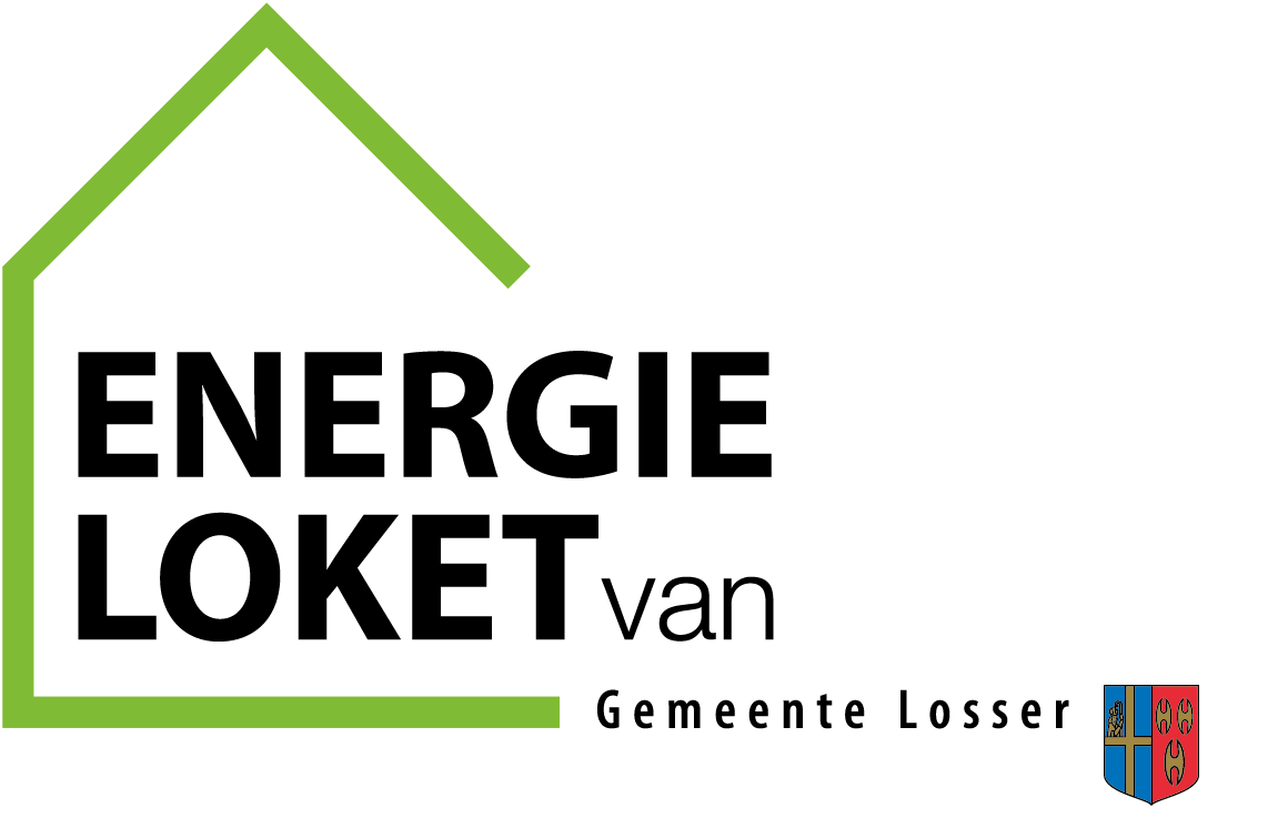 Energieloket van gemeente Losser met groen huisvormig kader en gemeentewapen rechts onder.